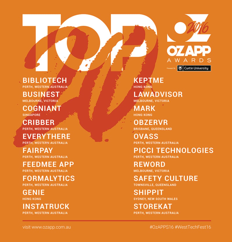 8 startups connected to Spacecubed feature in Top 20 of Ozapp Awards 2016