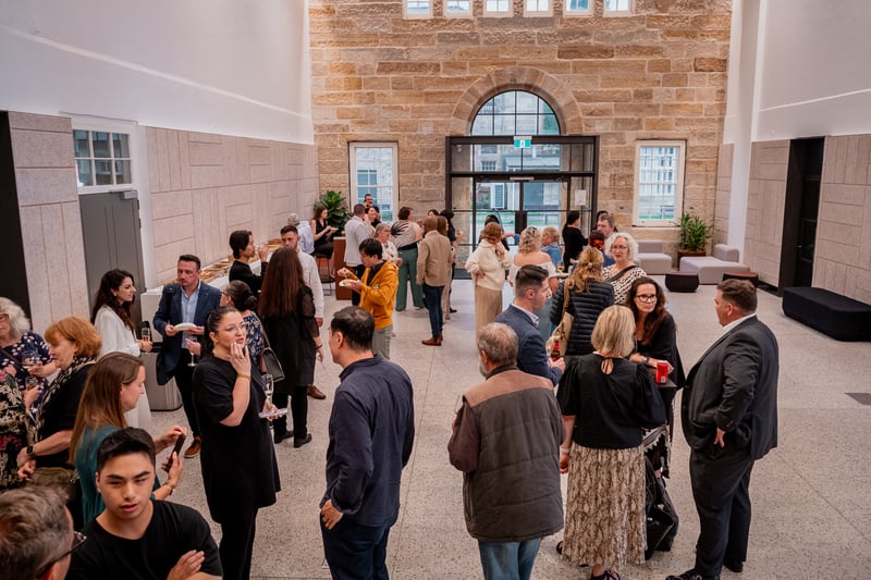 Entrepreneurs and Spacecubed members networking at the Western Sydney Startup Hub